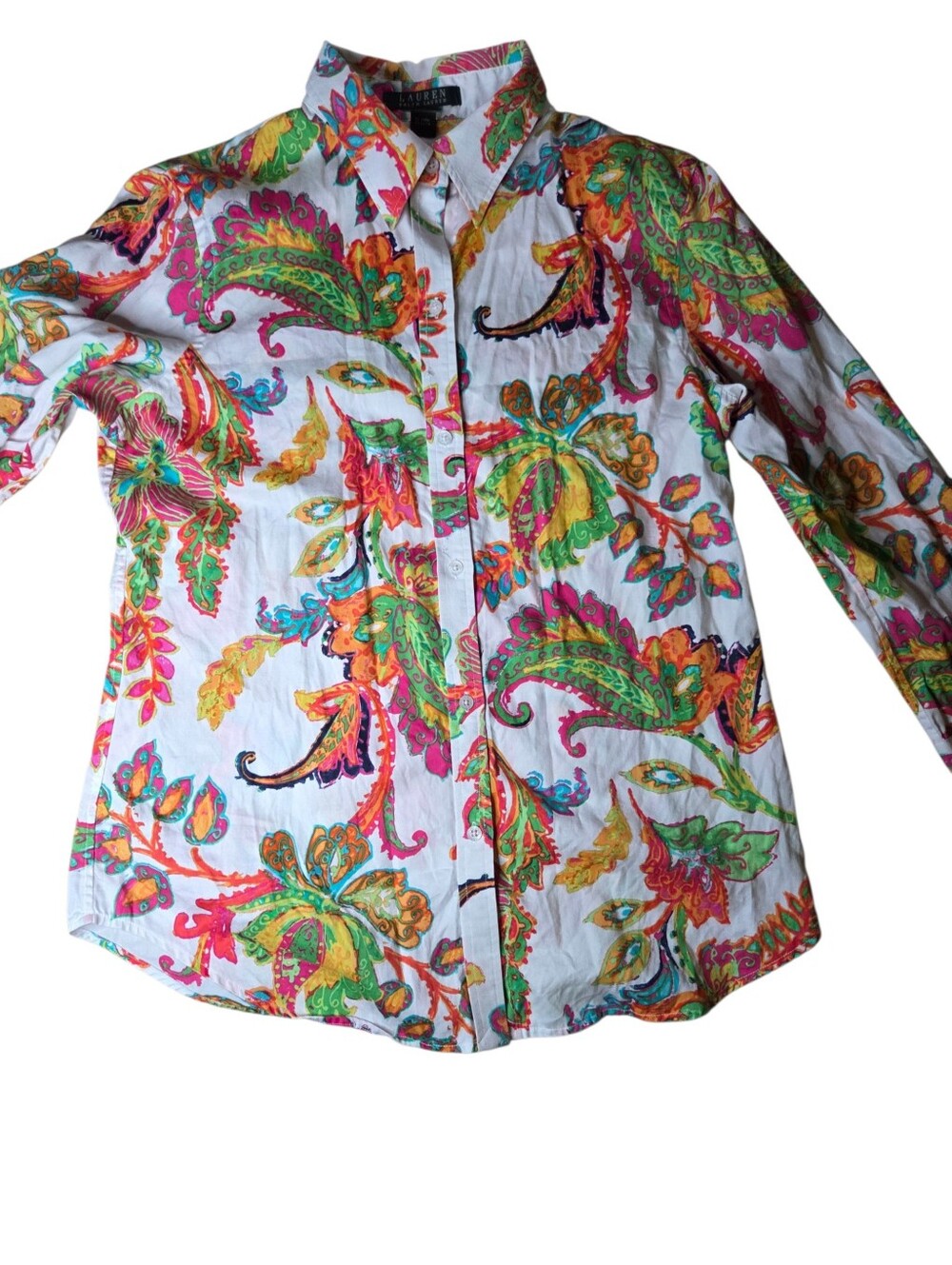 Vintage Polo Ralph Lauren Abstract Paisley Flower Art Shirt Button Down 90s Sz M